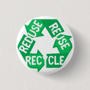 Badge Rond 2,50 Cm Jour des terres Réduire Réutiliser Recycle Boucle