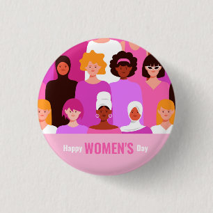 Badge Rond 2,50 Cm Journée internationale des femmes 8 mars rose Bout