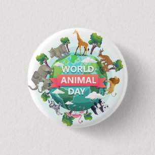 Badge Rond 2,50 Cm Journée mondiale des animaux