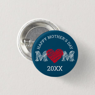 Badge Rond 2,50 Cm Joyeuse épine de la Fête des Mères (Turquoise fonc