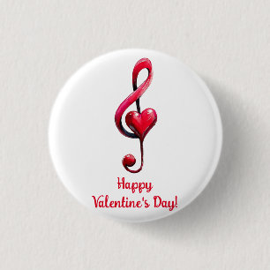 Badge Rond 2,50 Cm Joyeuse Saint-Valentin Musique d'Amour