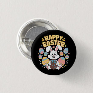 Badge Rond 2,50 Cm Joyeuses Pâques 2025 Œufs Lapin Mignon