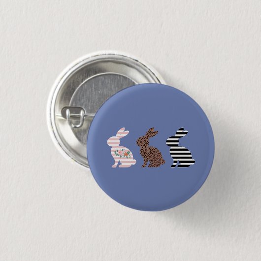 Badge Rond 2,50 Cm Joyeuses Pâques Mignon Léopard de Pâques Lapin (Devant & derrière)