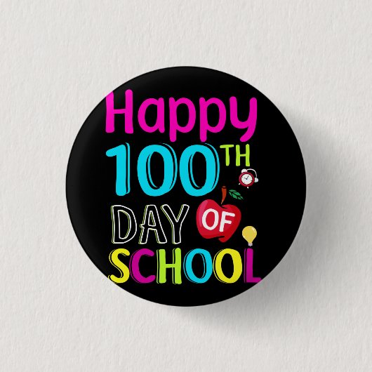 Badge Rond 2,50 Cm Joyeux 100ème jour d'école (Devant)