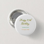 Badge Rond 2,50 Cm joyeux 10e anniversaire orange vert nom date simpl (Devant & derrière)