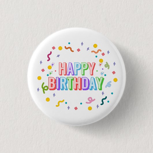 Badge Rond 2,50 Cm Joyeux Anniversaire (Devant)
