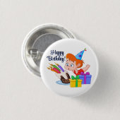 Badge Rond 2,50 Cm Joyeux Anniversaire (Devant & derrière)