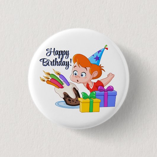 Badge Rond 2,50 Cm Joyeux Anniversaire (Devant)