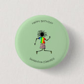 Badge Rond 2,50 Cm Joyeux Anniversaire, Belle Danseur Africaine (Devant)