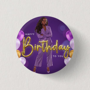 Badge Rond 2,50 Cm Joyeux anniversaire Black Women Melanin Sista Magi