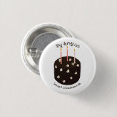 Badge Rond 2,50 Cm Joyeux anniversaire dans le hangeul coréen (Devant & derrière)