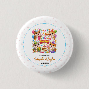 Badge Rond 2,50 Cm Joyeux Anniversaire de Hamster Mignon Hamster po