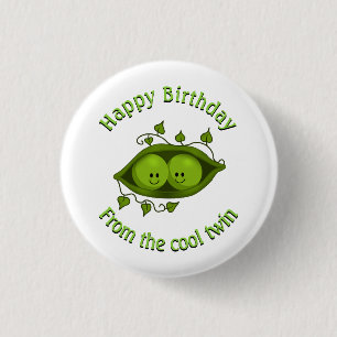 Badge Rond 2,50 Cm Joyeux Anniversaire De La Part Des Petits Pois Jum