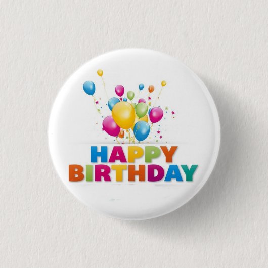 BADGE ROND 2,50 CM *JOYEUX ANNIVERSAIRE* ET BOUTON BALLONS (Devant)