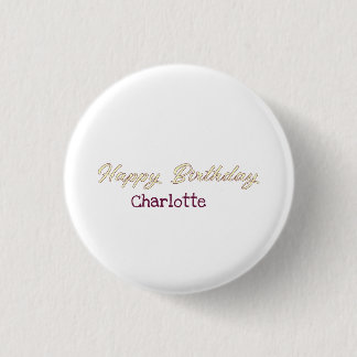 Badge Rond 2,50 Cm joyeux anniversaire jaune marron pastel moderne te