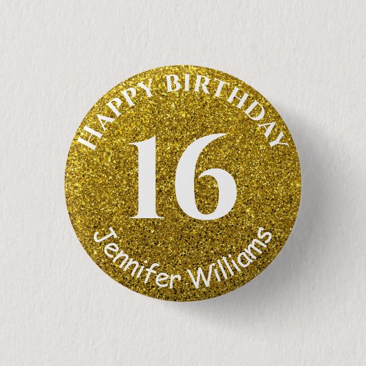 Badge Rond 2,50 Cm Joyeux Anniversaire Personnalisé Nom Age Année Par (Devant)
