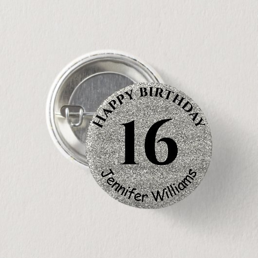 Badge Rond 2,50 Cm Joyeux anniversaire Personnalisé Nom Age Année Par (Devant & derrière)