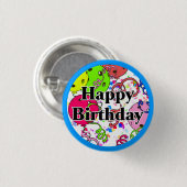 Badge Rond 2,50 Cm Joyeux Anniversaire Pickleball Ballons Confetti Bl (Devant & derrière)