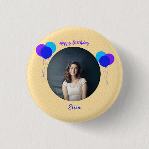 Badge Rond 2,50 Cm Joyeux ballons d'anniversaire Photo personnalisée 