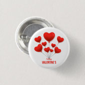 Badge Rond 2,50 Cm Joyeux Ballons rouges de Saint-Valentin | Vacances (Devant & derrière)