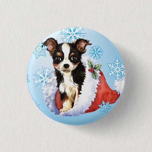 Badge Rond 2,50 Cm Joyeux chapeau long de Howliday Chihuahua (Devant)
