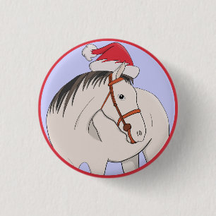 Badge Rond 2,50 Cm Joyeux Cheval de Noël