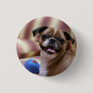 Badge Rond 2,50 Cm Joyeux chien avec jouet