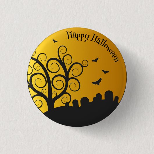 Badge Rond 2,50 Cm Joyeux cimetière Halloween | Bouton de broche (Devant)