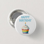 Badge Rond 2,50 Cm Joyeux Cupcake d'anniversaire (Devant & derrière)