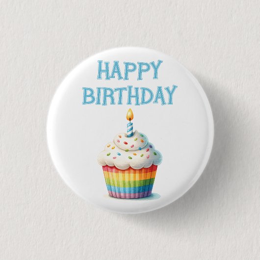Badge Rond 2,50 Cm Joyeux Cupcake d'anniversaire (Devant)