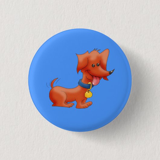 Badge Rond 2,50 Cm Joyeux Dachshund (Devant)