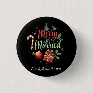 Badge Rond 2,50 Cm Joyeux et mariés célébrant votre premier Noël
