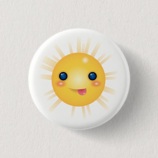 Badge Rond 2,50 Cm Joyeux et visage de soleil de dessin animé (Devant)