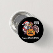 Badge Rond 2,50 Cm Joyeux Hallothanksmas (Devant & derrière)