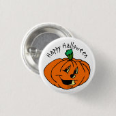 Badge Rond 2,50 Cm Joyeux Halloween, Amical, Citrouille Jack-o'Lanter (Devant & derrière)