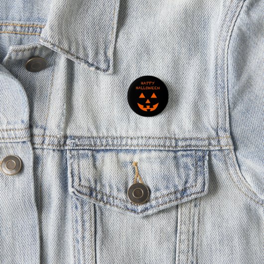 Badge Rond 2,50 Cm Joyeux Halloween Jack O’ Lantern Face Halloween (En situation)
