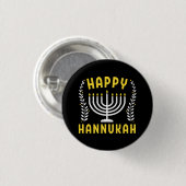 Badge Rond 2,50 Cm Joyeux Hanouka (Devant & derrière)