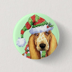 Badge Rond 2,50 Cm Joyeux Howliday Basset
