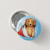 Badge Rond 2,50 Cm Joyeux Howliday LonghEI Dachshund (Devant & derrière)