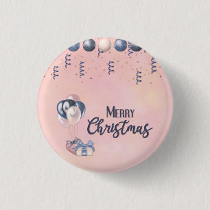 Badge Rond 2,50 Cm Joyeux message de Noël Baubles, cadeaux et ballons