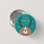Badge Rond 2,50 Cm Joyeux Noël : Art d'Illustration Beagle (Devant & derrière)