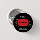 Badge Rond 2,50 Cm Joyeux Noël avec le Pin d'introduction nommé (Devant & derrière)