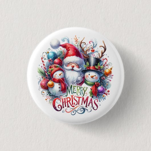 Badge Rond 2,50 Cm Joyeux Noël cadeau de Noël (Devant)