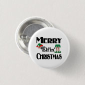 Badge Rond 2,50 Cm Joyeux Noël Elfique (Devant & derrière)