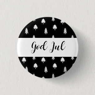 Badge Rond 2,50 Cm Joyeux Noël God Jul modèle scandinave cadeau