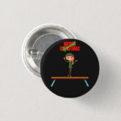 Badge Rond 2,50 Cm Joyeux Noël Gymnast Elf (Devant & derrière)
