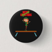 Badge Rond 2,50 Cm Joyeux Noël Gymnast Elf (Devant)