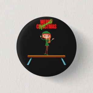 Badge Rond 2,50 Cm Joyeux Noël Gymnast Elf