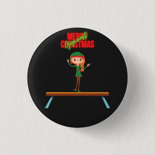 Badge Rond 2,50 Cm Joyeux Noël Gymnast Elf (Devant)