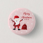 Badge Rond 2,50 Cm Joyeux Noël Ho Ho Ho Santa Claus (Devant)